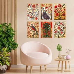 Set of Six Wall Paintings for Wall Dacoration Golden Framed Wall Paintings for Living Room & Bedroom Wall Art for Home Decoration & Office Wall Décor (17x13 inch CH-GD6-9)